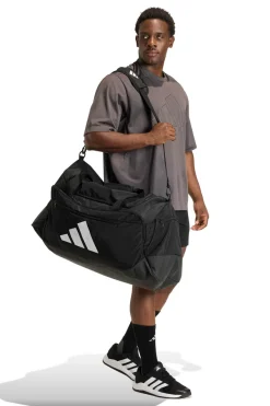 Borsone Nero con Logo a Tre Strisce Adidas JZ606