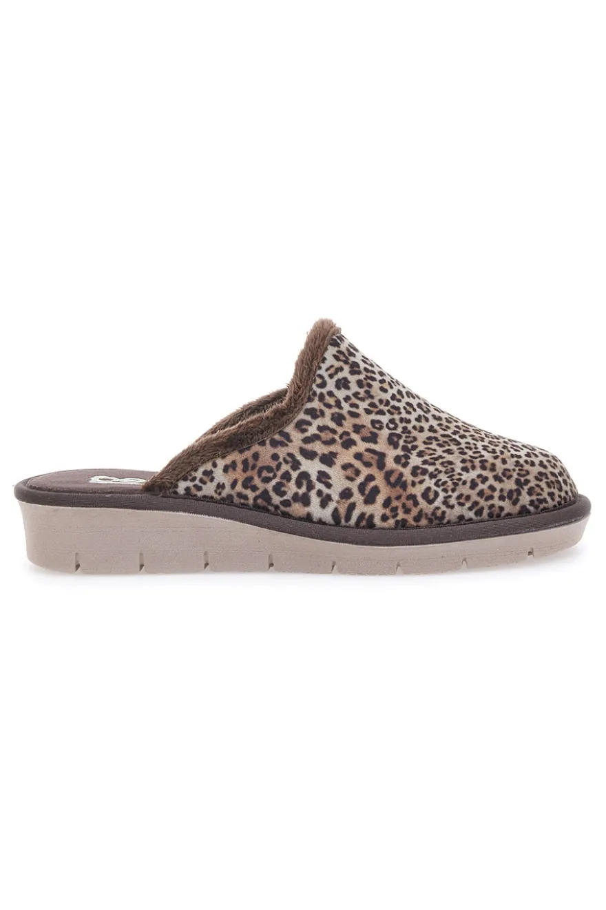 Braune Animalier-Hausschuhe Beego 6332