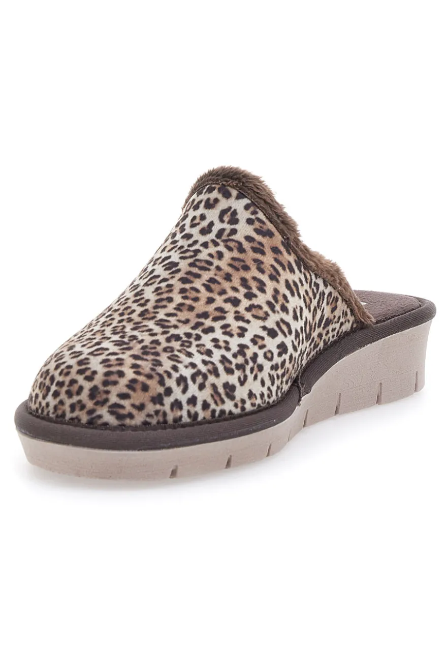 Braune Animalier-Hausschuhe Beego 6332