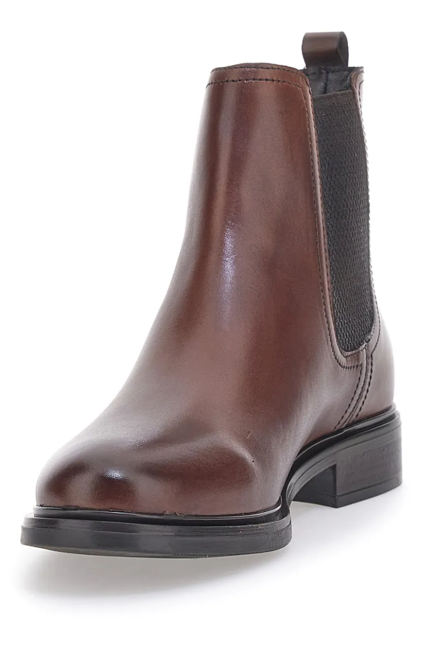 Braune Beatles-Stiefeletten aus echtem Leder im Café kosten 468