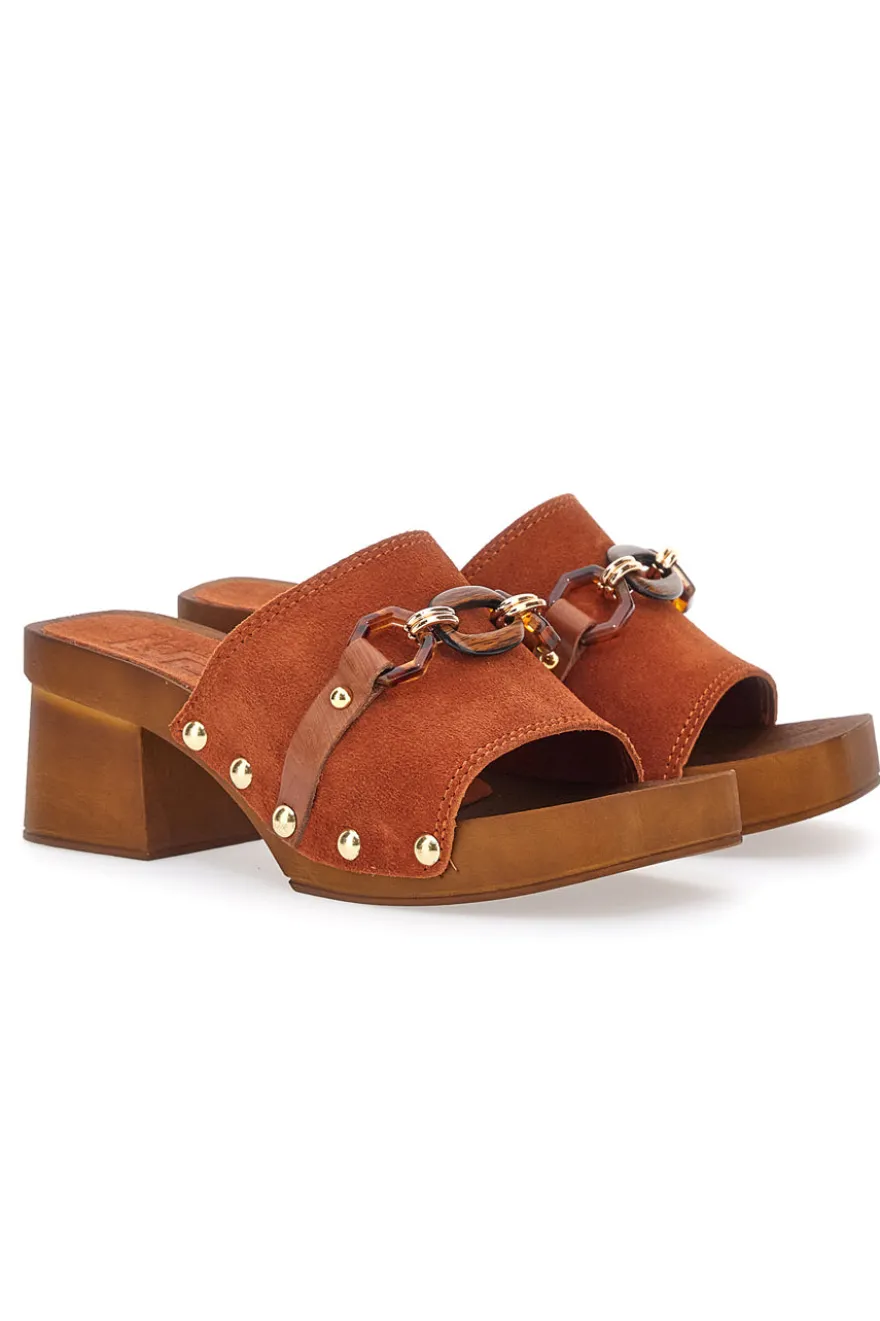 Braune Clogs mit 6,5 cm hohem Absatz Pittarello Love 15555