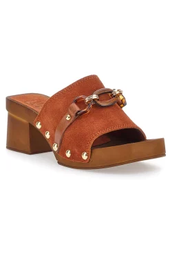 Braune Clogs mit 6,5 cm hohem Absatz Pittarello Love 15555