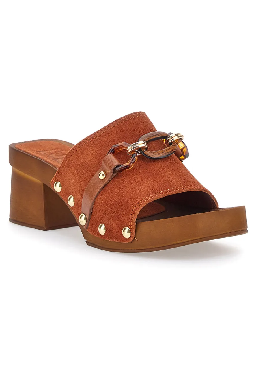 Braune Clogs mit 6,5 cm hohem Absatz Pittarello Love 15555