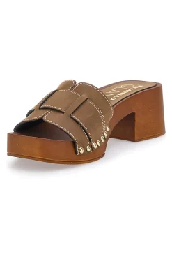 Braune Clogs-Hausschuhe mit Blockabsatz Pittarello 8657