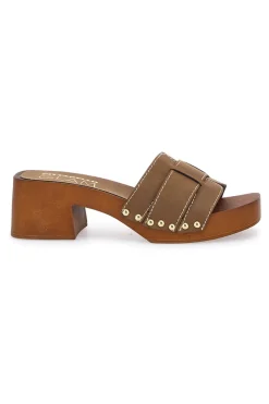 Braune Clogs-Hausschuhe mit Blockabsatz Pittarello 8657