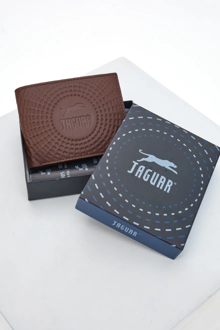 Braune Herrenbrieftasche aus echtem Leder Jaguar PF830-1