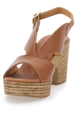 Braune Ledersandalen mit Absatz in Bastoptik, hergestellt in Italien, PITTARELLO 6714313