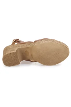 Braune Ledersandalen mit Absatz in Bastoptik, hergestellt in Italien, PITTARELLO 6714313