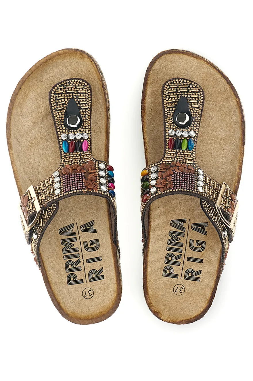 Braune Perlen Flip-Flops Erste Reihe 14172
