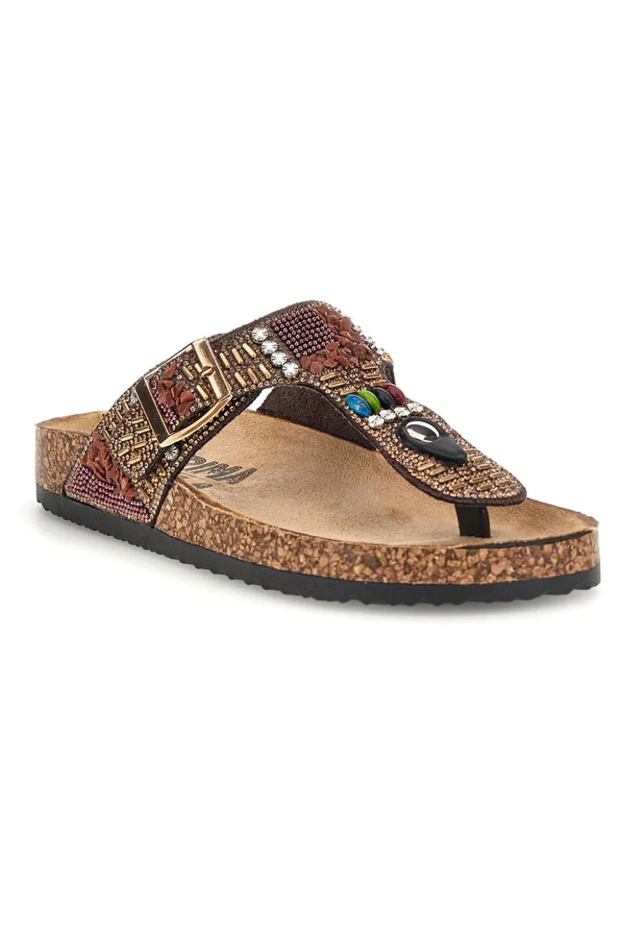 Braune Perlen Flip-Flops Erste Reihe 14172