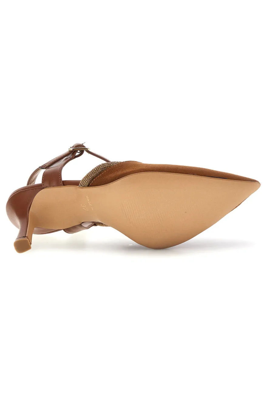 Braune Pumps mit Riemchen Pittarello couture 65302