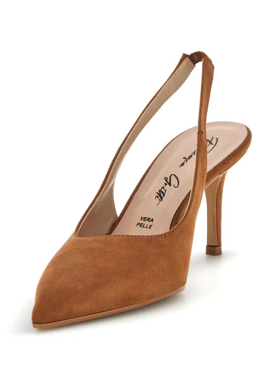 Braune Slingback-Pumps mit spitz zulaufender Schuhspitze Francesca Gritti P7061