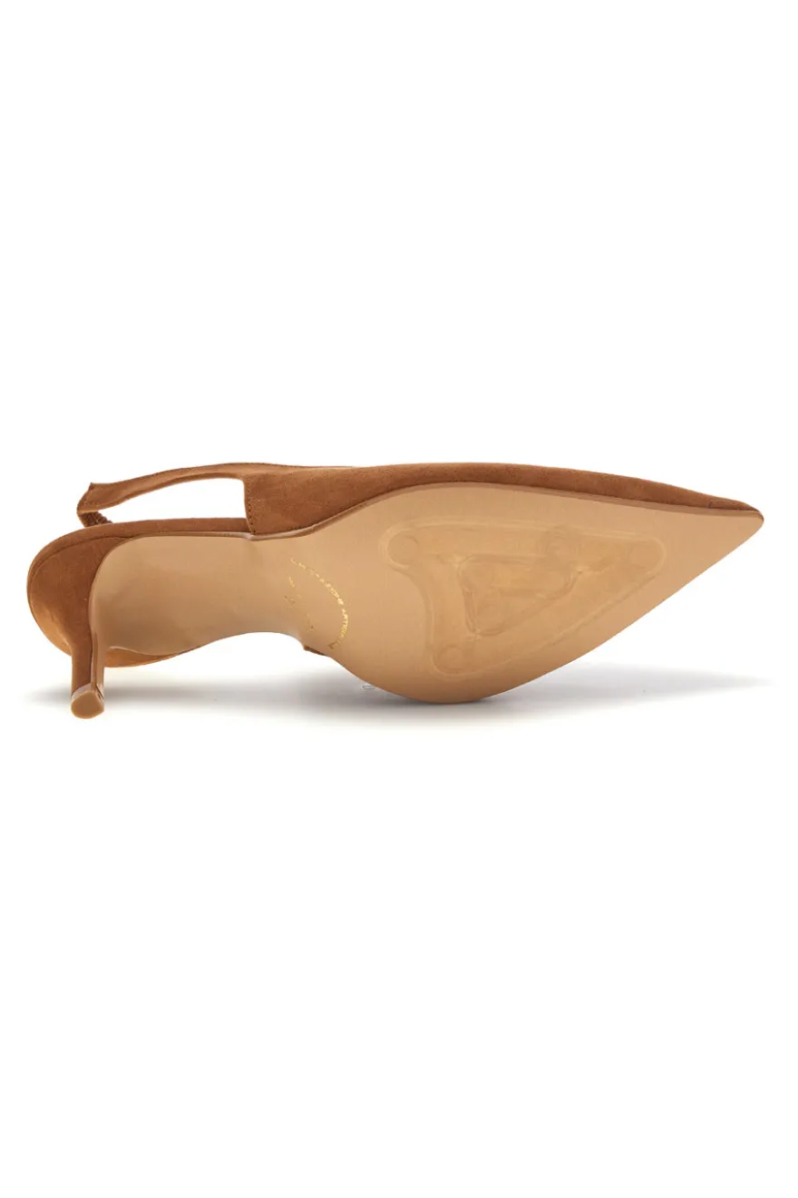 Braune Slingback-Pumps mit spitz zulaufender Schuhspitze Francesca Gritti P7061