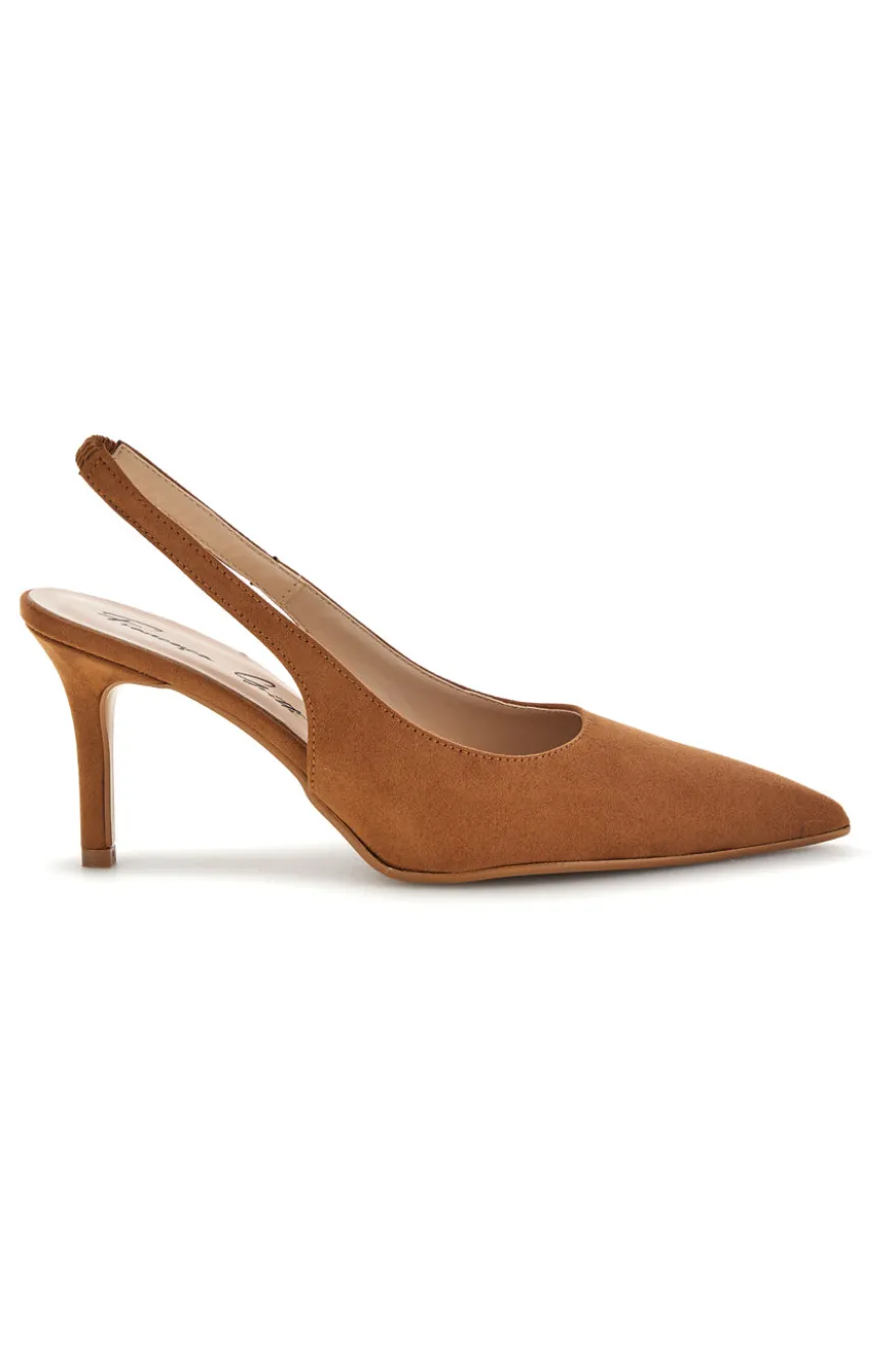 Braune Slingback-Pumps mit spitz zulaufender Schuhspitze Francesca Gritti P7061