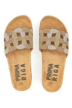 Braune Slipper mit verziertem Band PRIMA RIGA 14224