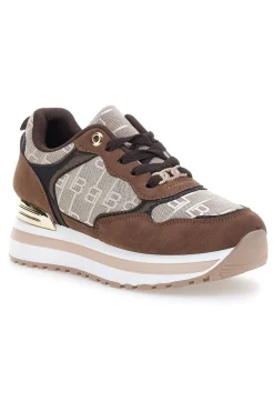 Braune Sneaker mit Laura Biagiotti 9241 Monogramm-Logo