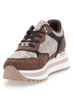 Braune Sneaker mit Laura Biagiotti 9241 Monogramm-Logo