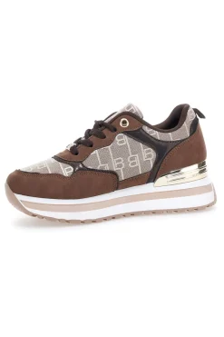 Braune Sneaker mit Laura Biagiotti 9241 Monogramm-Logo