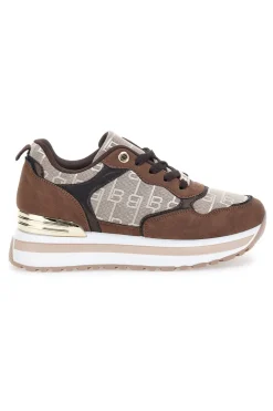 Braune Sneaker mit Laura Biagiotti 9241 Monogramm-Logo