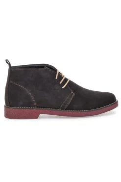 Braune Stiefeletten aus echtem Leder mit burgunderfarbener Sohle Pittarello 322
