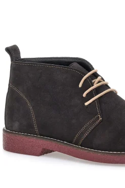 Braune Stiefeletten aus echtem Leder mit burgunderfarbener Sohle Pittarello 322