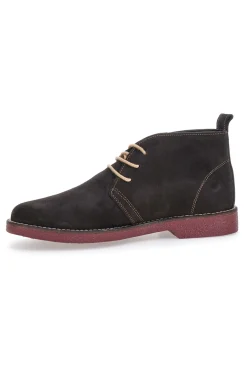 Braune Stiefeletten aus echtem Leder mit burgunderfarbener Sohle Pittarello 322