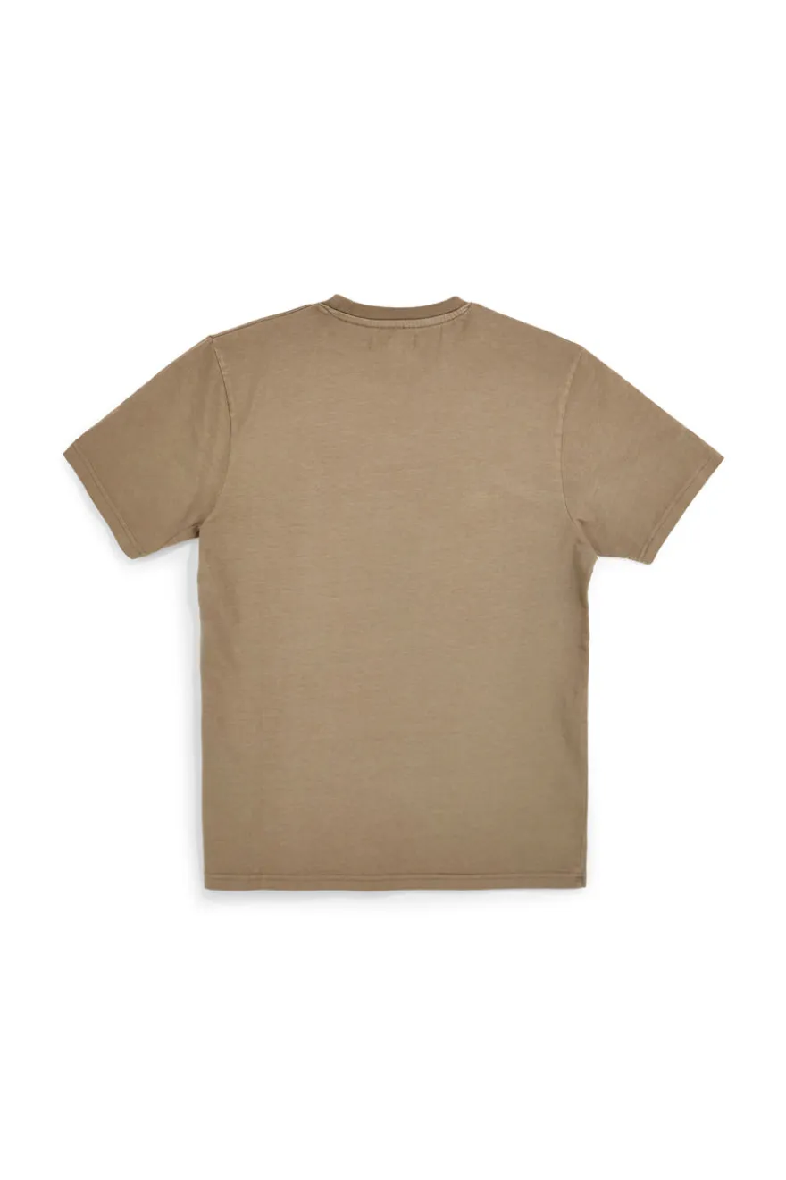 Braunes T-Shirt mit Rundhalsausschnitt einfarbig gesticktes Logo Pittarello tierra PT-M-T-9068
