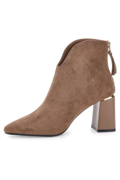 Burani 51690C160 braune Stiefeletten mit Blockabsatz und Reißverschluss hinten