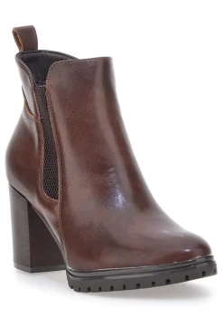 Cafè Cost 16807220 Braune Stiefeletten mit elastischen Seiten und breitem Absatz