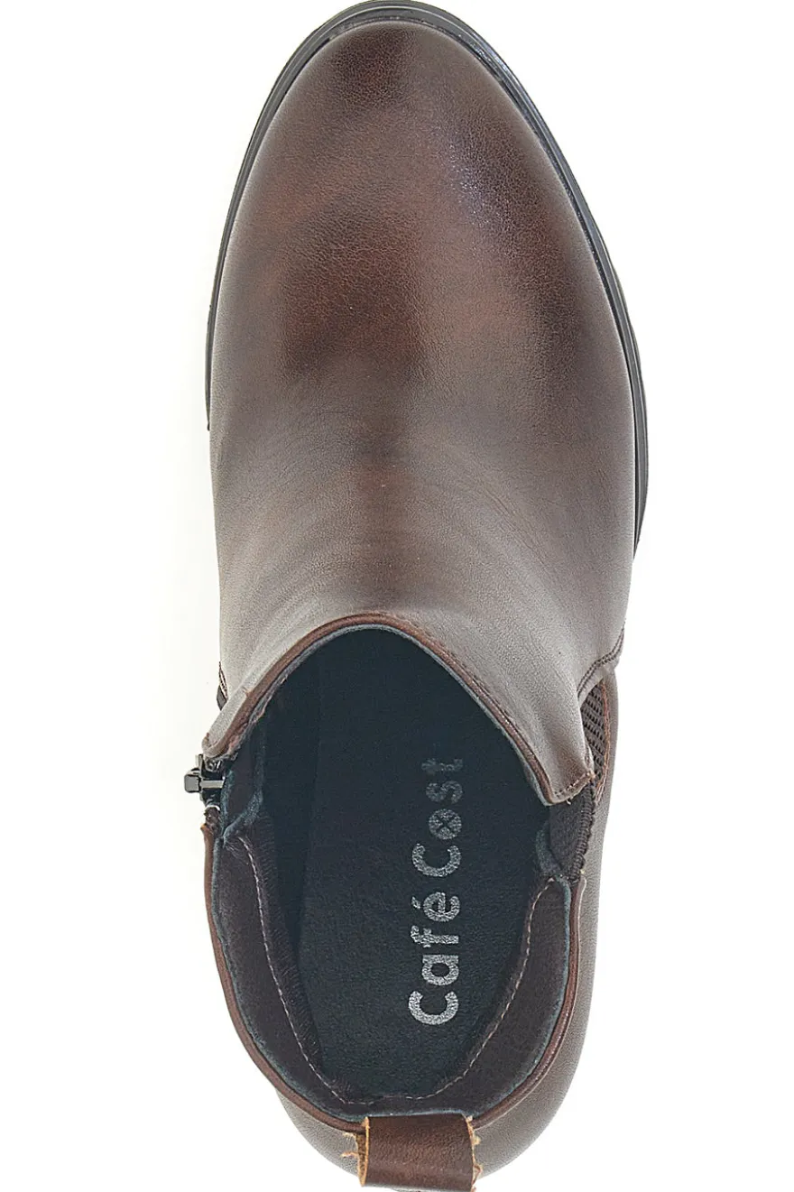 Cafè Cost 16807220 Braune Stiefeletten mit elastischen Seiten und breitem Absatz