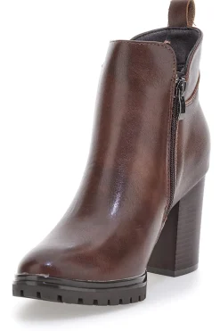Cafè Cost 16807220 Braune Stiefeletten mit elastischen Seiten und breitem Absatz