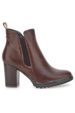 Cafè Cost 16807220 Braune Stiefeletten mit elastischen Seiten und breitem Absatz