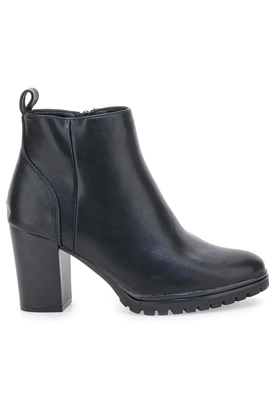 Cafè Cost 16807213 Schwarze Stiefeletten mit breitem Absatz und Profilsohle