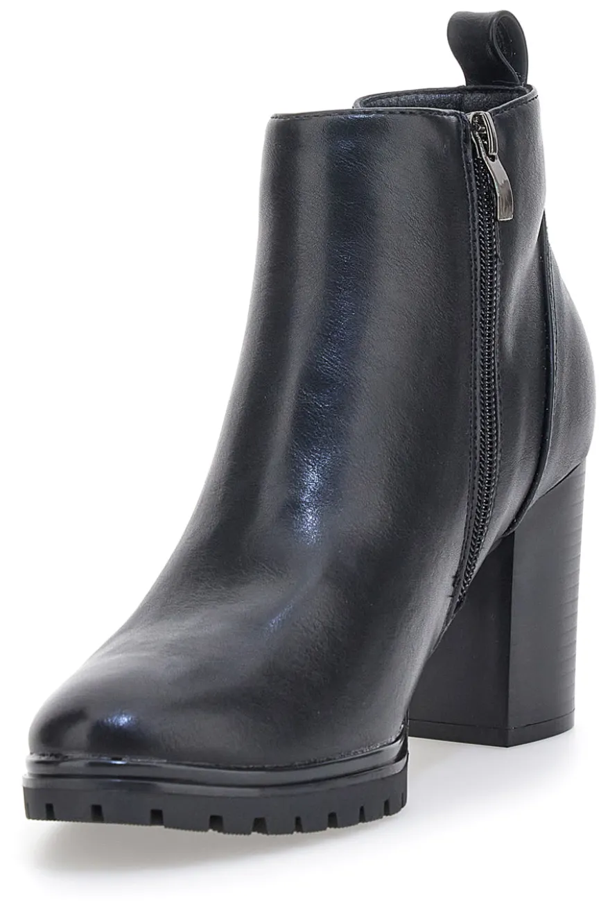 Cafè Cost 16807213 Schwarze Stiefeletten mit breitem Absatz und Profilsohle