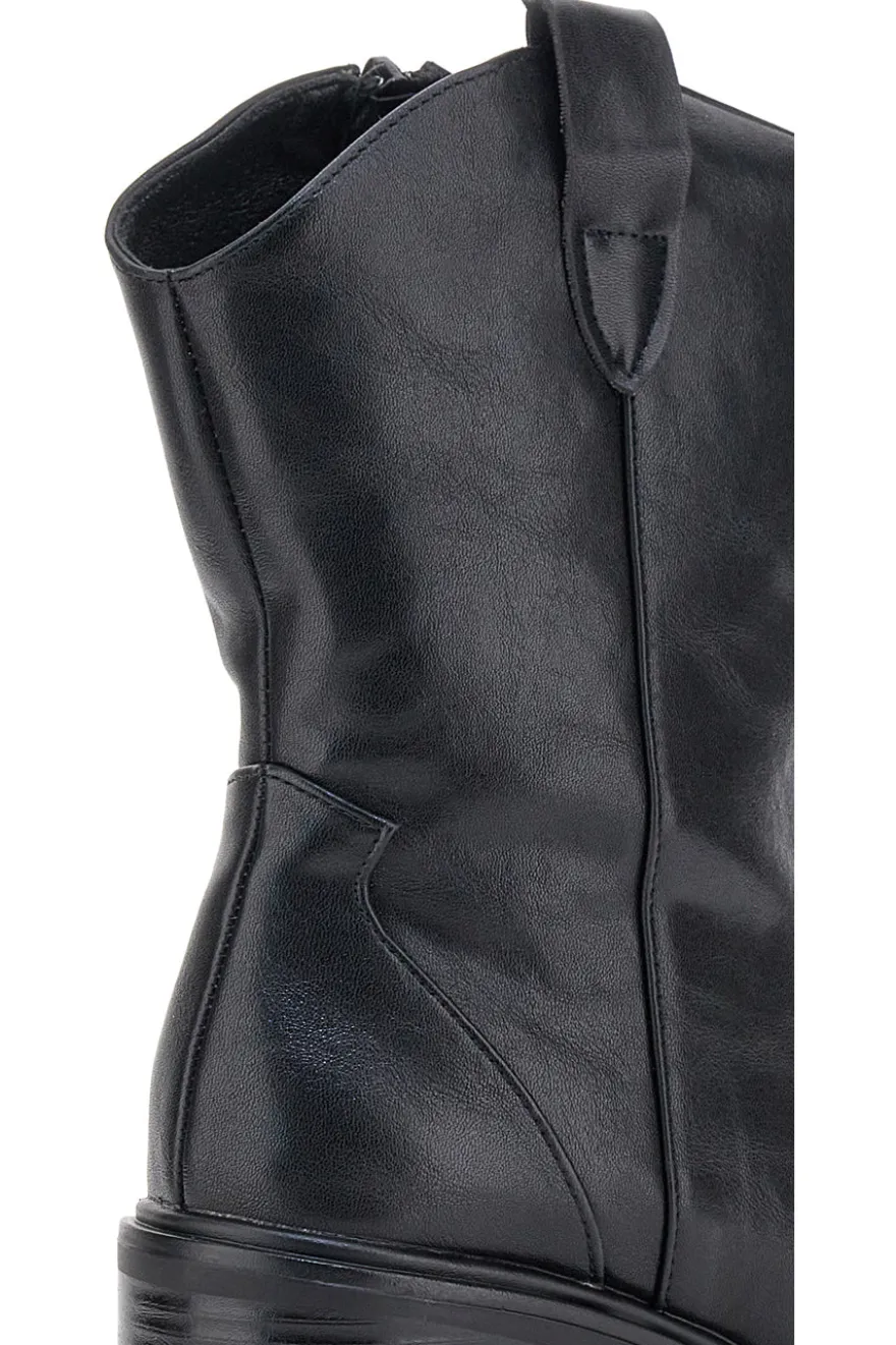 Café Cost 70295T06 Schwarze Texaner-Stiefeletten mit Blockabsatz