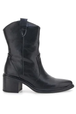 Café Cost 70295T06 Schwarze Texaner-Stiefeletten mit Blockabsatz