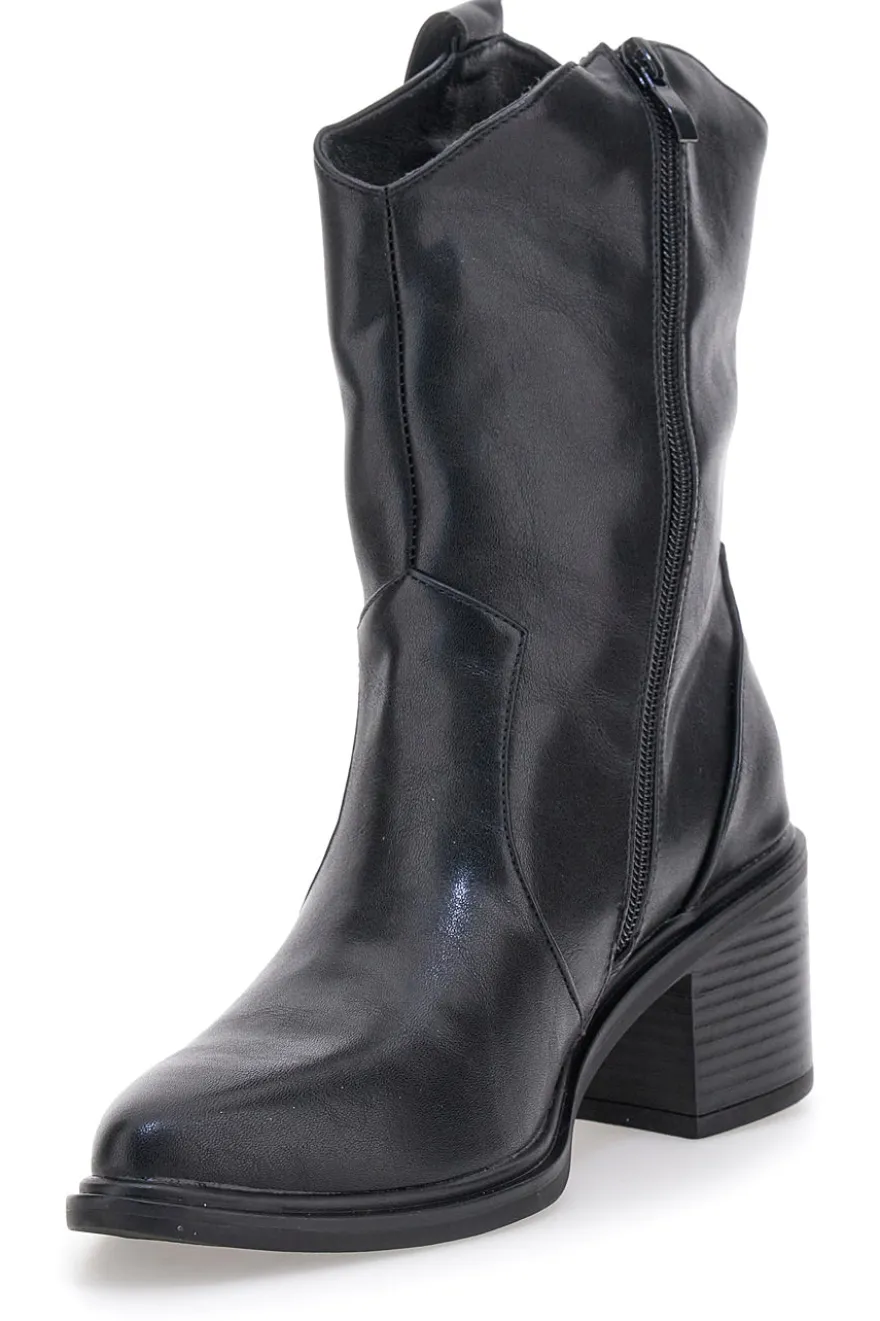 Café Cost 70295T06 Schwarze Texaner-Stiefeletten mit Blockabsatz