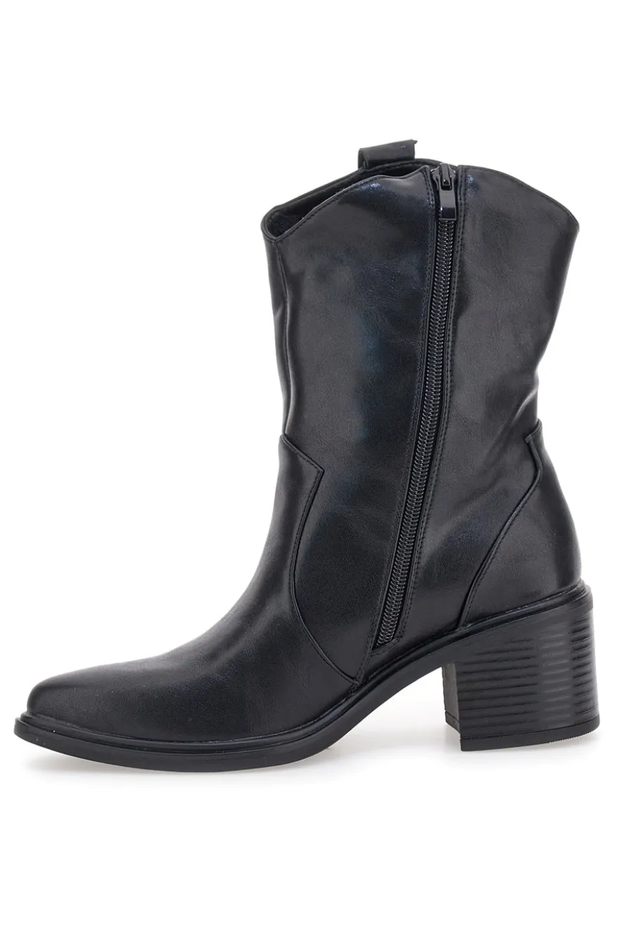 Café Cost 70295T06 Schwarze Texaner-Stiefeletten mit Blockabsatz