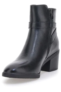 Cafe' Cost 240562 schwarze Stiefeletten mit breitem Absatz und dekorativem Riemen