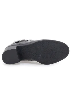 Cafe' Cost 240562 schwarze Stiefeletten mit breitem Absatz und dekorativem Riemen