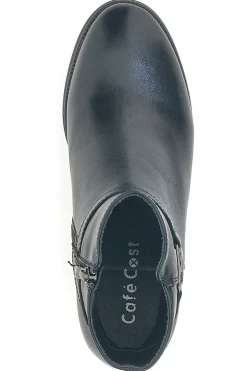 Cafe' Cost 240562 schwarze Stiefeletten mit breitem Absatz und dekorativem Riemen