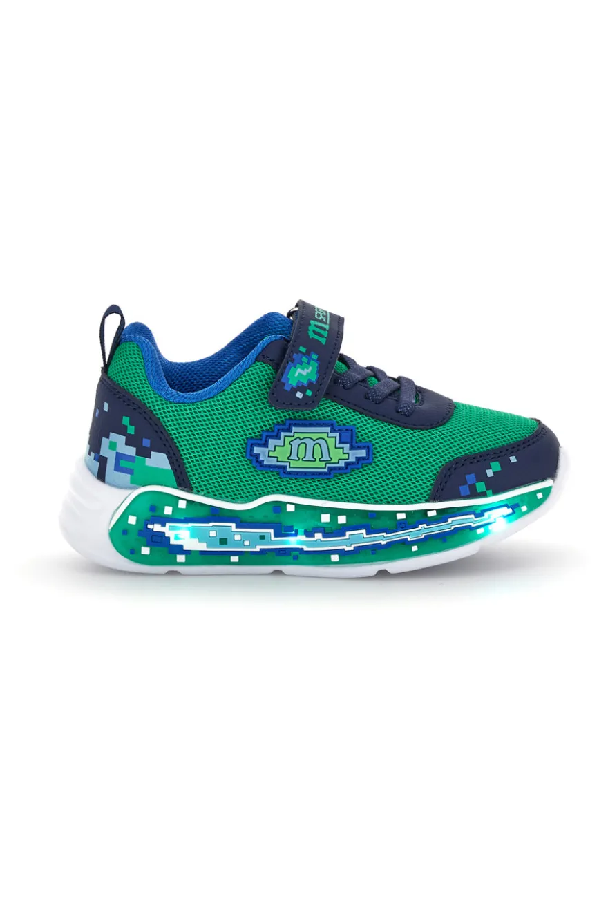 Calzature blu e verdi con luci e strappo M kids MJ6040