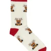 Calzini Bianchi Con Renne Taglia Unica Natalizi Crazy Socks 016