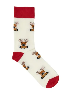 Calzini Bianchi Con Renne Taglia Unica Natalizi Crazy Socks 016