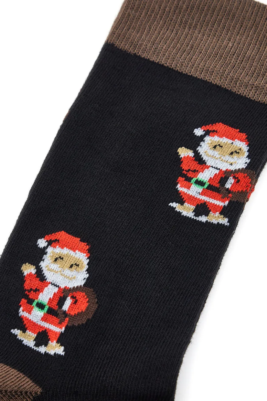 Calzini Neri Con Babbo Natale Taglia Unica Natalizi Crazy Socks 018