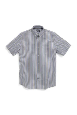 Camicia blu a righe con taschino Us golf CA2602