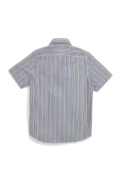 Camicia blu a righe con taschino Us golf CA2602