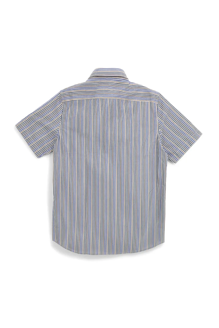 Camicia blu a righe con taschino Us golf CA2602