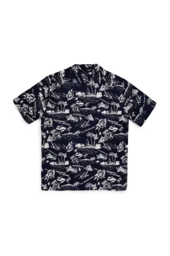 Camicia Blu navy fantasia in viscosa U.s.grand polo US61450M