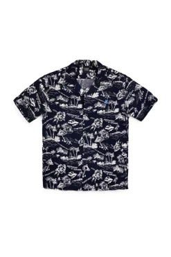 Camicia Blu navy fantasia in viscosa U.s.grand polo US61450M
